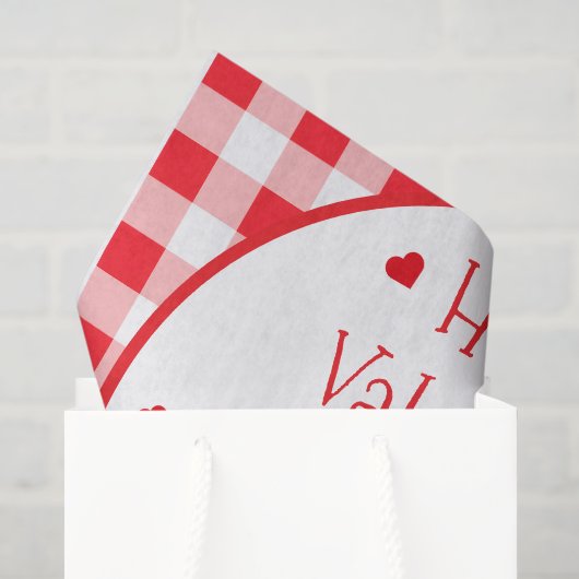 Rot kariert rote Herzen Valentinstag Seidenpapier (Geschenktüte)