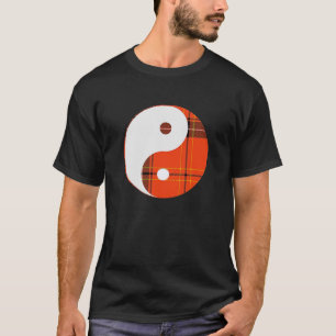 Rot Kariert und Weiß Yin Yang T-Shirt