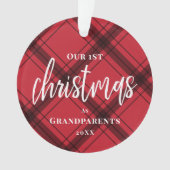 Rot Karierte erste Weihnachten als Großeltern Foto Ornament (Vorderseite)