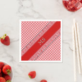 Rot karierte Neapel mit Monogramm Serviette (Beispiel)
