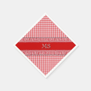 Rot karierte Neapel mit Monogramm Serviette