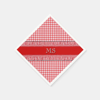 Rot karierte Neapel mit Monogramm Serviette