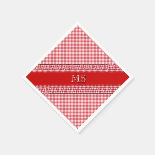 Rot karierte Neapel mit Monogramm Serviette (Ecke)