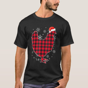 Rot karierter Buffalo Chicken Weihnachtsmann Hut W T-Shirt