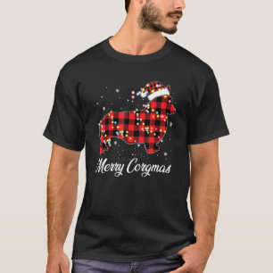 Rot karierter Büffel Corgi Hund Frohe Corgmas Weih T-Shirt