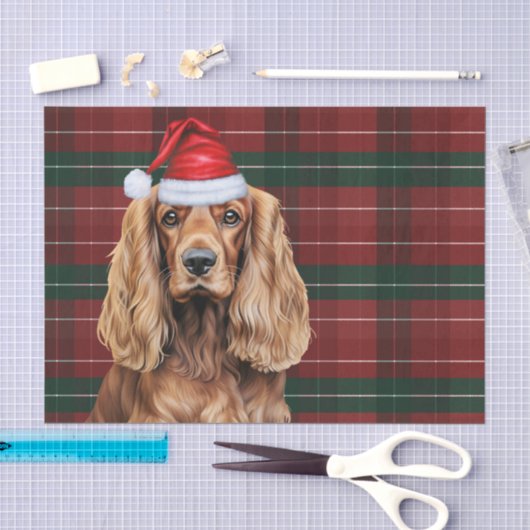 Rot karierter Cocker Spaniel Hund Weihnachten Seidenpapier (Handwerk)