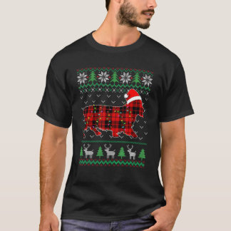 Rot karierter Hund hässliche Weihnachtslichter Cor T-Shirt