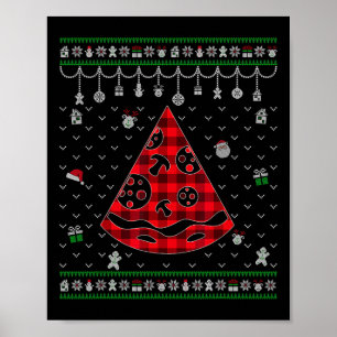 Rot karierter Pizza-Liebhaber Lustiger hässlicher Poster