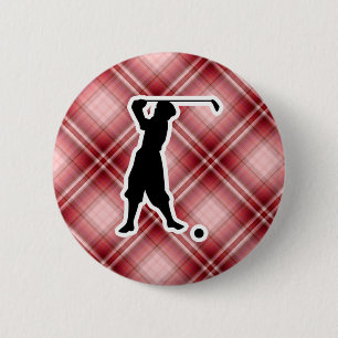Rot karierter Vintage-Golfer Button