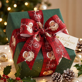 Rot karierter Weihnachtsmann Nordpol Post Weihnach Ripsband