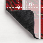 Rot kariertes Herz Mousepad (Ecke)