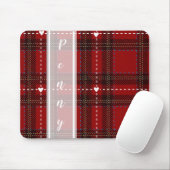 Rot kariertes Herz Mousepad (Mit Mouse)