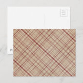 Rot kariertes Hintergrundmuster Postkarte (Vorne/Hinten)