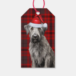 Rot kariertes Irish Wolfhound-Hund Weihnachten Geschenkanhänger