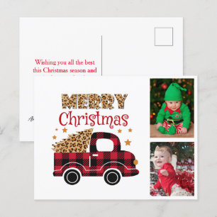 Rot kariertes Lastwagen Frohe Weihnachten Kinder F