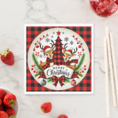 Rot kariertes Weihnachtsmotiv Serviette (Beispiel)