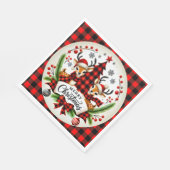 Rot kariertes Weihnachtsmotiv Serviette (Ecke)