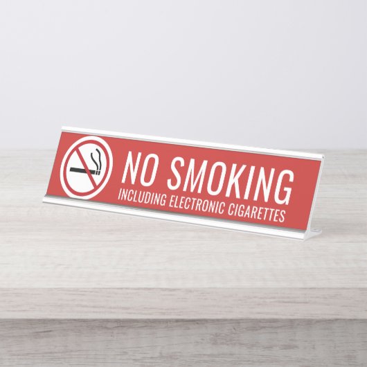 Rot - Keine Rauchwarnung elektronische Zigaretten Schreibtischnamensplakette (Vorderseite )