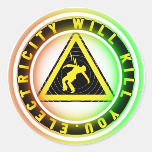 Rot-Kilowatt-Strom bringt dich um Runder Aufkleber (Vorderseite)