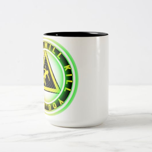 Rot-Kilowatt-Strom bringt dich um Zweifarbige Tasse (Mittel)