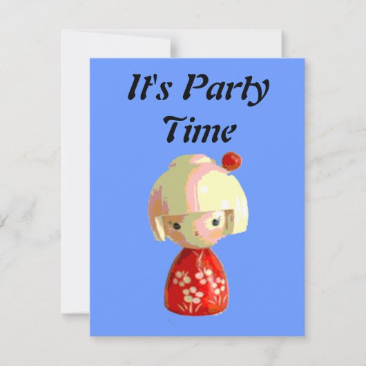 Rot Kokeshi Einladung (Vorderseite)