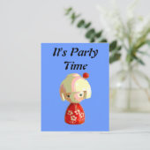 Rot Kokeshi Einladung (Stehend Vorderseite)