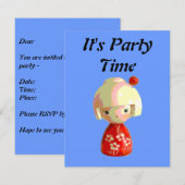 Rot Kokeshi Einladung (Vorne/Hinten)