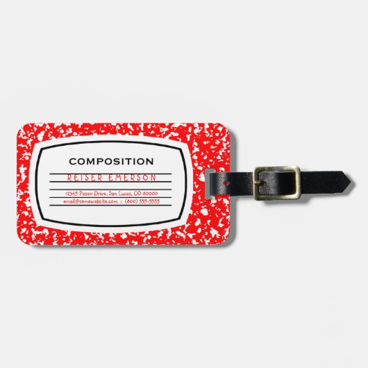 Rot-Kompositionsbuch Gepäckanhänger (Vorderseite horizontal)