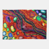Rot, Kupfer, Gelb, Blau, Grüne Wirbel Moderne Kuns Geschirrtuch (Horizontal)