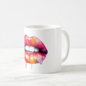 Rot lackierte Lippen Wasserfarbe Kaffeetasse (VorderseiteRechts)