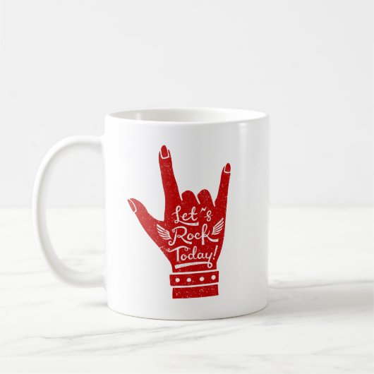 Rot lässt Felsen heute Posegrunge-Tasse übergeben Kaffeetasse (Links)