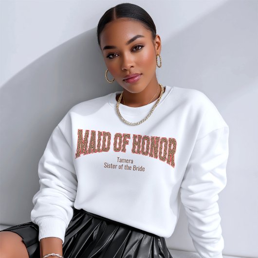 Rot + Leopard Print Varsity MAID OF HONOR Sweatshirt