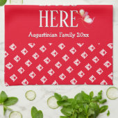 Rot | LIEBE LEBT HIER | Stilvoll Personalisiert Geschirrtuch (Gefaltet)