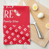 Rot | LIEBE LEBT HIER | Stilvoll Personalisiert Geschirrtuch (Viertel Falte)