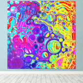 Rot, Lila, Blau, Gelb, Abstrakte Kunst Leinwanddruck (Insitu (Holzboden))