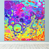 Rot, Lila, Blau, Gelb, Abstrakte Kunst Leinwanddruck (Insitu (Holzboden))