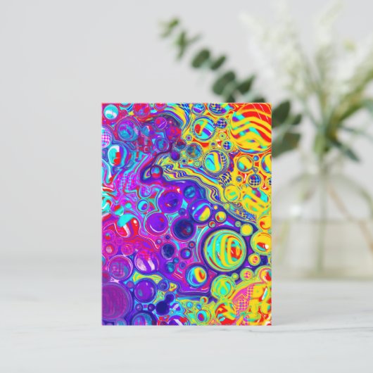 Rot, Lila, Blau, Gelb, Abstrakte Kunst Postkarte (Stehend Vorderseite)