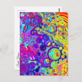 Rot, Lila, Blau, Gelb, Abstrakte Kunst Postkarte (Vorne/Hinten)