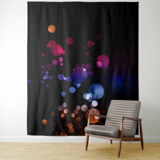 Rot, Lila, Blau und braun Abstraktes Bokeh-Design Wandteppich (Beispiel)