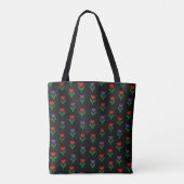 Rot, Lila, Grün Blumig Schwarz Tasche (Rückseite)