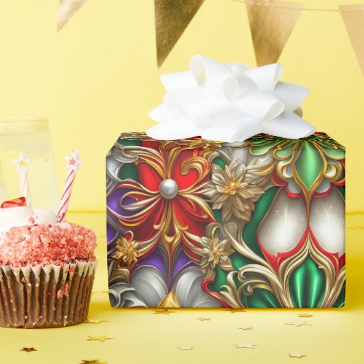 ~ Rot, Lila, Grün und Gold ~ Geschenkpapier (Geburtstagsparty)