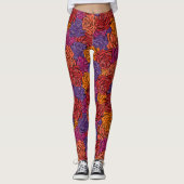 Rot, lila, orange, farbig, blumenreich, Rose Leggings (Vorderseite)