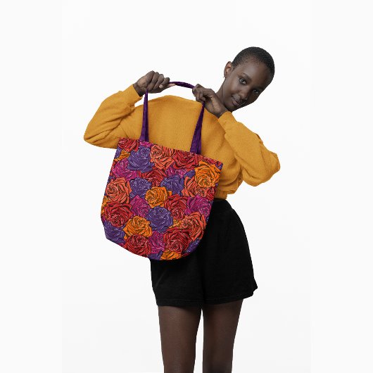 Rot, lila, orange, farbig, blumenreich, Rose Tasche