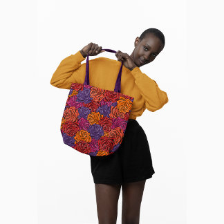 Rot, lila, orange, farbig, blumenreich, Rose Tasche