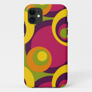 Rot Lila Orange Gelb Retro-Kreise-Muster iPhone 11 Hülle
