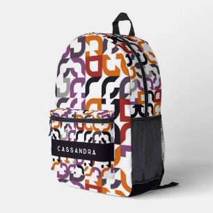 Rot Lila Orange Schwarzes Mittelalter-Kunstmuster Bedruckter Rucksack