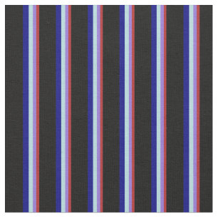 Rot, Lila, Pulverblau, Blau und Schwarze Linien Stoff
