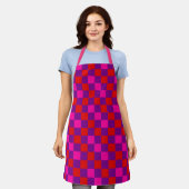 Rot Lila Rosa Kariertes Muster Design  Schürze (Getragen)