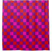 Rot Lila Rosa Kariertes Musterdesign  Duschvorhang (Vorderseite)