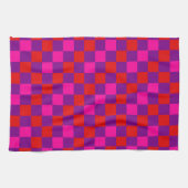 Rot Lila Rosa Kariertes Musterdesign  Geschirrtuch (Horizontal)